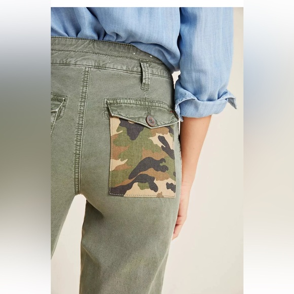 Olive Green Cargo Pants with Side Stripes - Picture 9 of 10